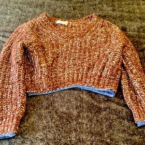 Wilfred Chunky Knit Crop Burgundy Sweater - Size XS